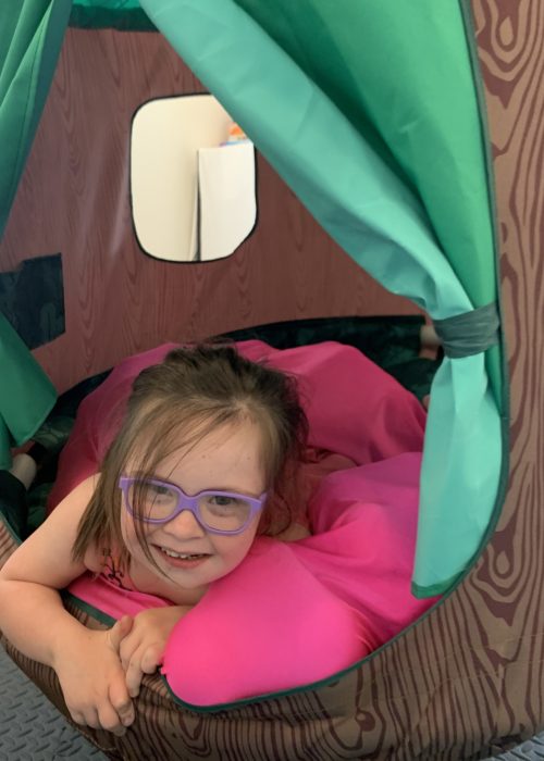 Sensory spaces girl in tent